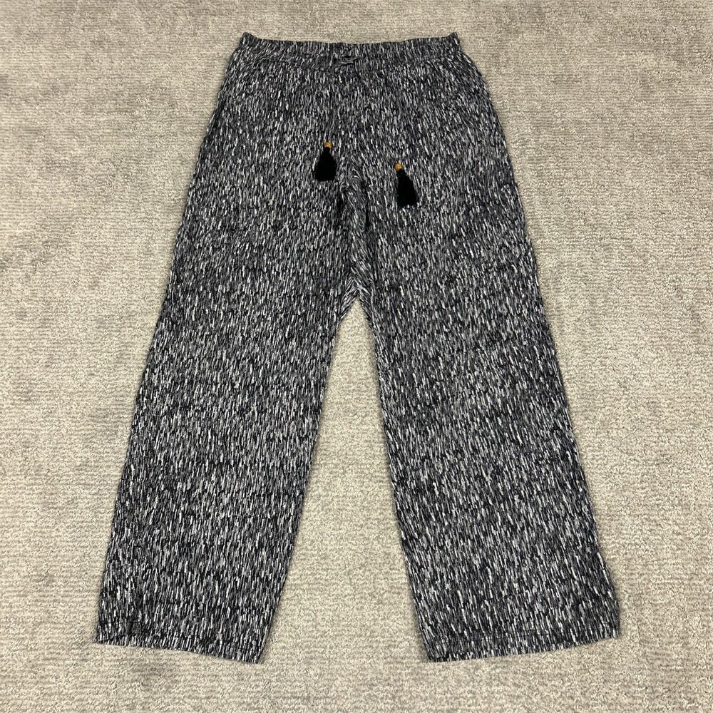 MiracleSuit Talbots Pants Womens Medium Cotton Beach Black White Stretch Pockets